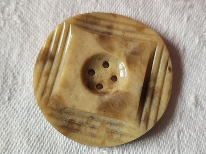 Gros bouton ancien galalithe jaspé collection art deco 3,6 cm G13S