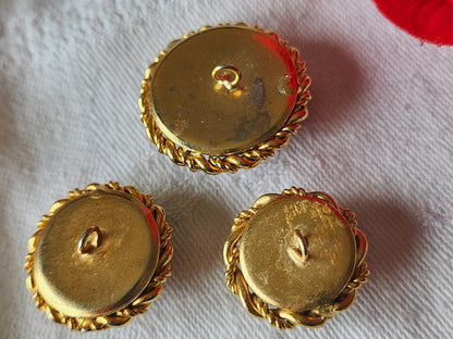 Trio bouton vintage en métal  pied 1,9 à 2,5 cm ref 3572