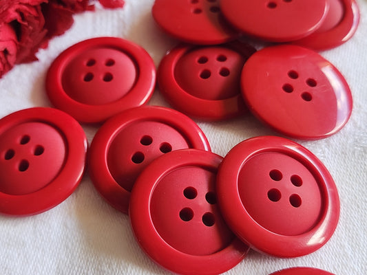 Lot 9 gros  boutons vintage rouge trous 2,8 cm ref 1346