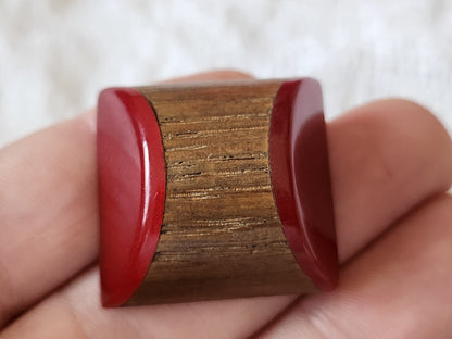Gros bouton ancien bakelite bois 2,7 sur 2,8 cm G18J
