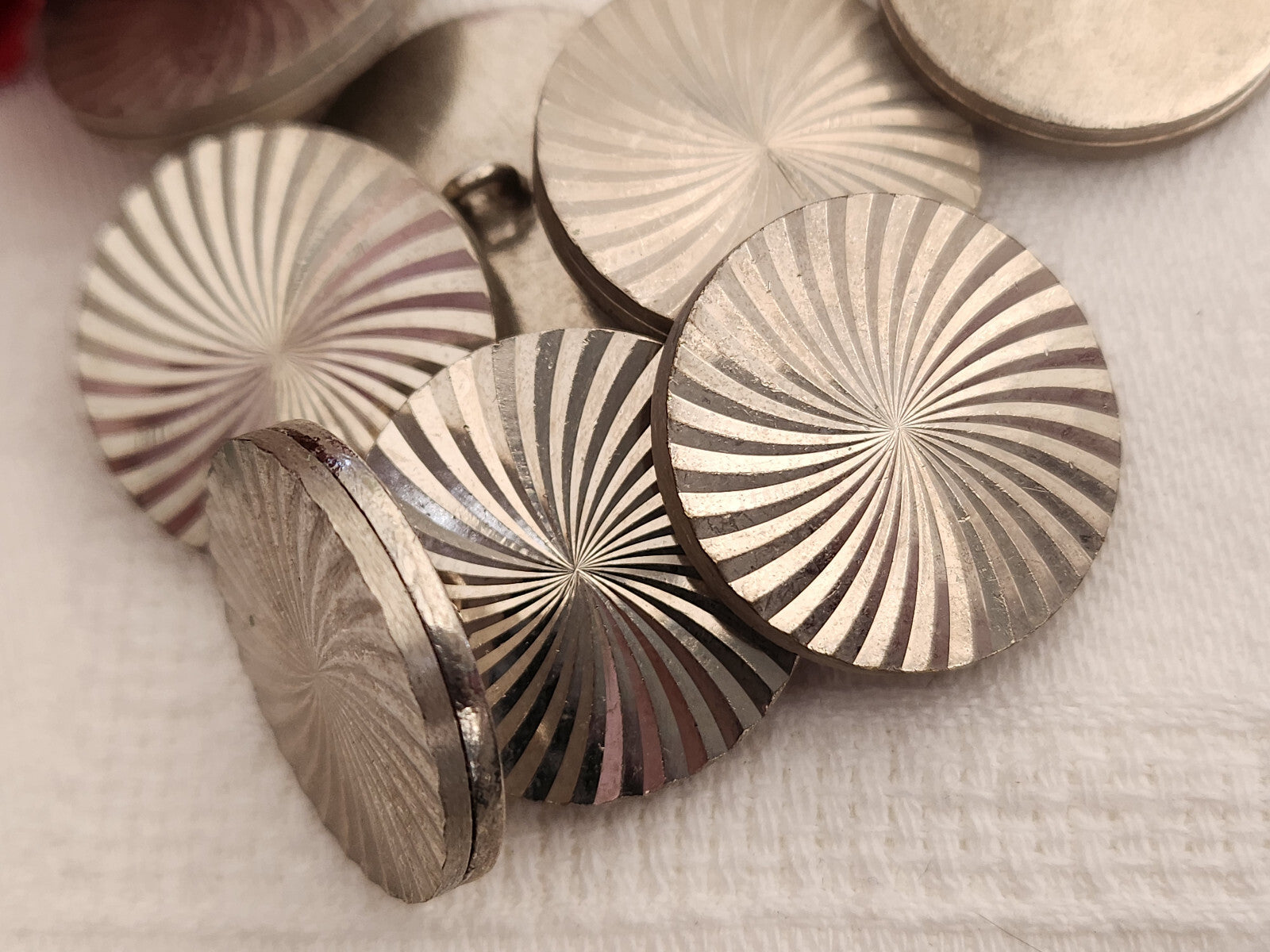 Lot 6 gros boutons vintage métal argenté lourd  2,2 cm pied ref 152