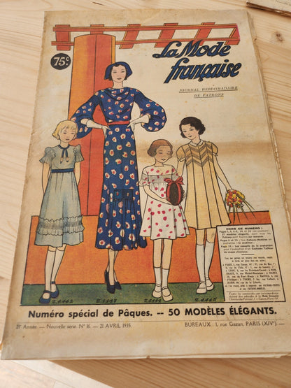 La mode française journal avril 1935 n°16 patrons conseils coupe Pâques