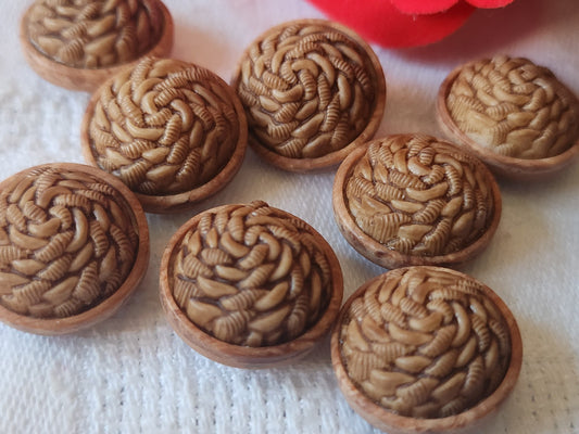 Lot 7 boutons vintage marron effet bois à pied 1,7 cm ref 2516