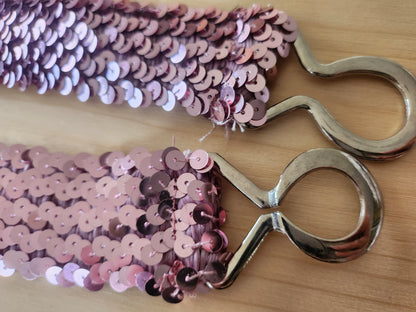 Ceinture ancienne vintage sequin rose legerement elastique B8