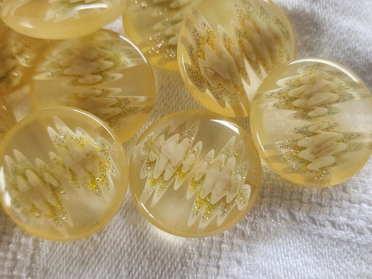 Lot 6 jolis boutons vintage inclusion créme paillette pied 2,2  cm ref 2443
