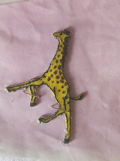lot 3 anciens patch vintage thermocollant "girafe" broderie customisation 
