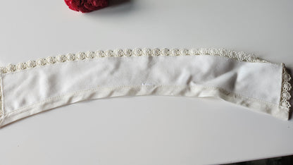 Ancien  col dentelle guipure satiné creme  B1-28