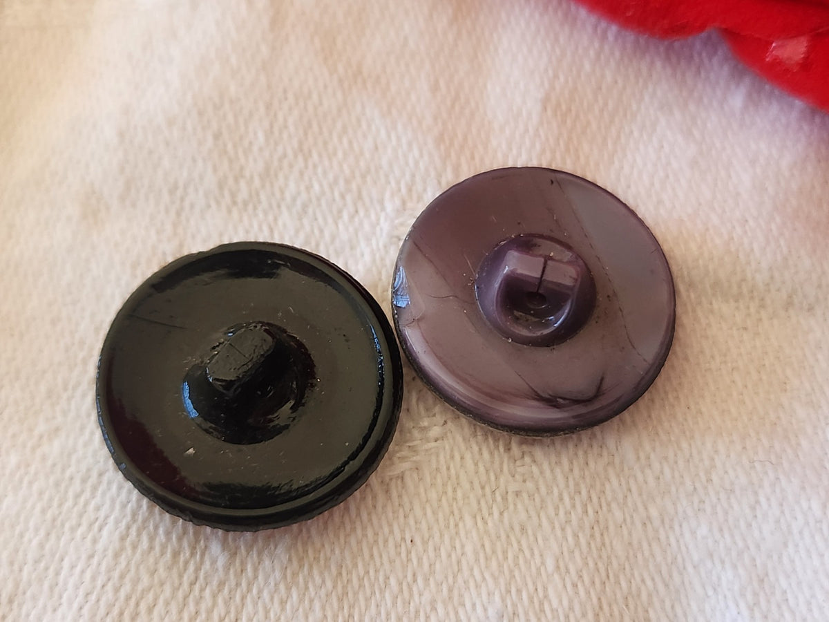 Duo boutons anciens en verre vintage violet   1,7 cm G11D