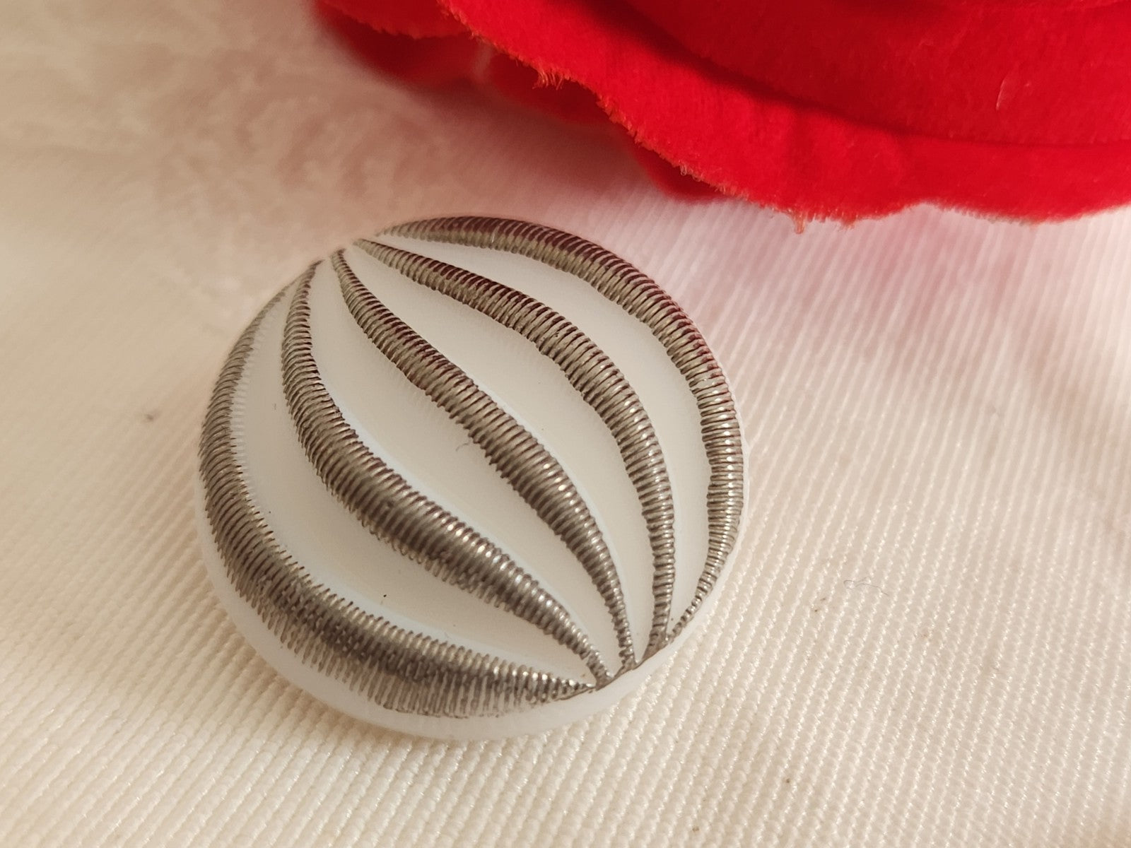 Gros bouton ancien en verre vintage blanc argent 2,2 cm ou 22 mm G7I