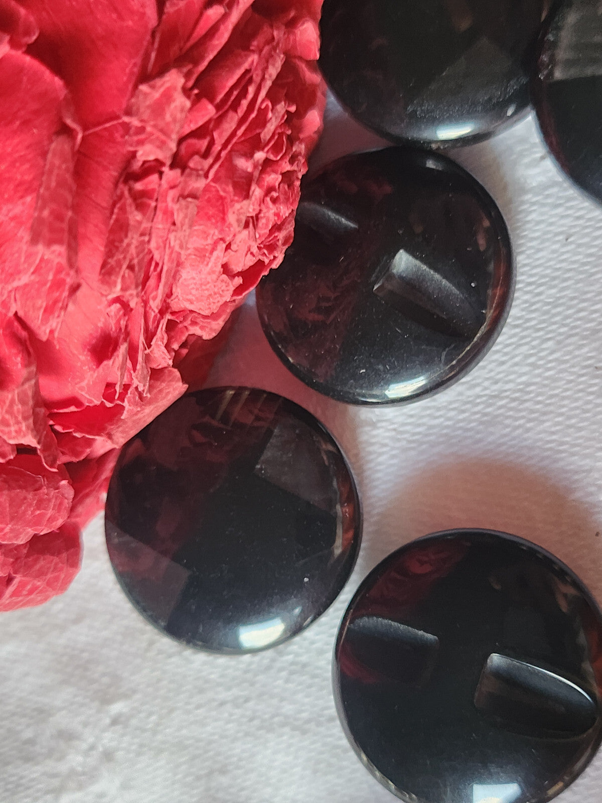 Lot 6 superbe boutons vintage noir  incluson nacré gris pied 2,2 cm ref 2420