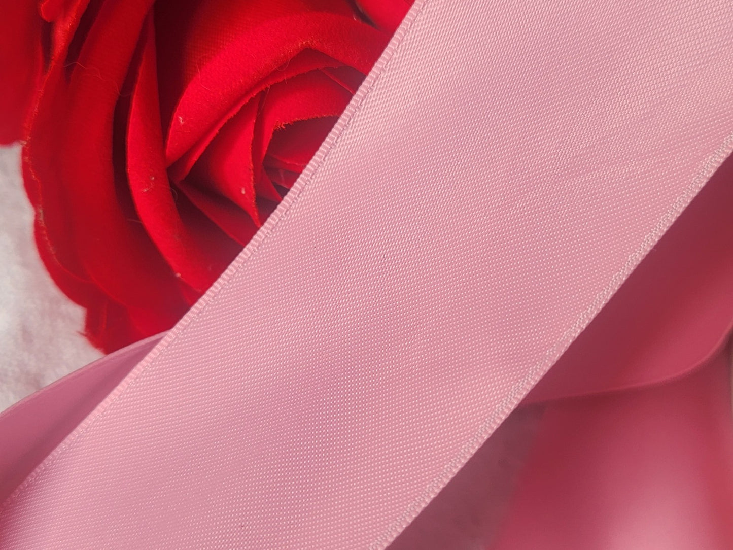 Ruban large ancien nylon rose épais  3 mètres sur 3,8 cm modiste mercerie B5 n°6