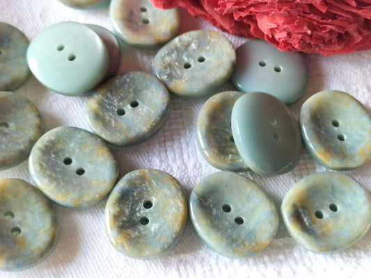 Lot 10 boutons vintage  bleu moucheté ovale  1,7 sur 2 cm ref 1307