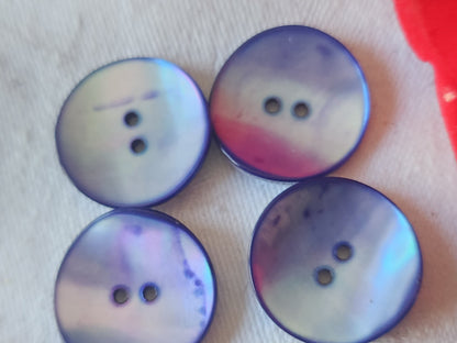 Lot 4  boutons vintage en nacre bleu 2,2 cm ref 749