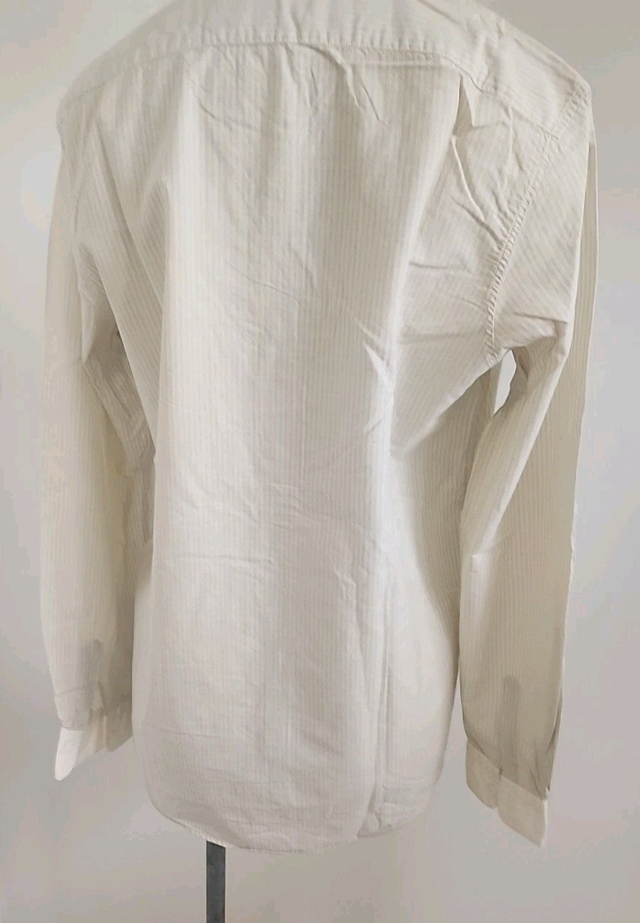 Pur vintage jolie chemise ancienne rayé jaune bleu 38? ref portant