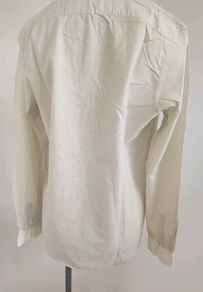 Pur vintage jolie chemise ancienne rayé jaune bleu 38? ref portant