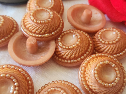 Lot 5 boutons vintage à pied perlé orange superbe 2,7 cm ref 6108