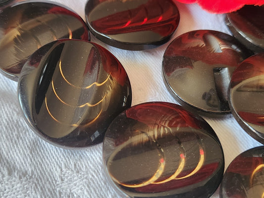 Lot 9 gros boutons vintage marron inclusion  pied 2,9 cm manteaux lourd ref 1574