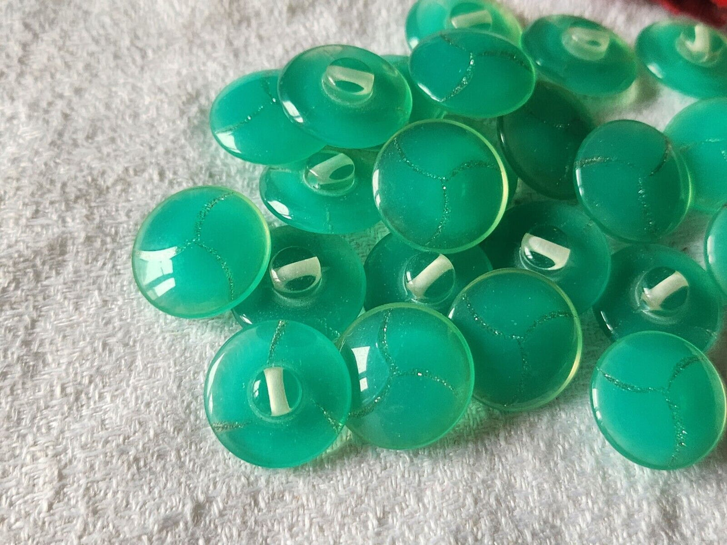 Lot 12 boutons vintage paillette bleu/vert  argenté pied 1,5 cm ref 1164