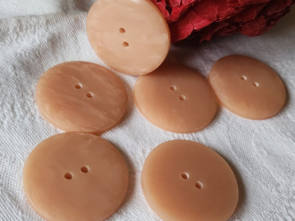 Lot 6 gros boutons anciens rose marbré lisse trous3,1 cm ref 1065
