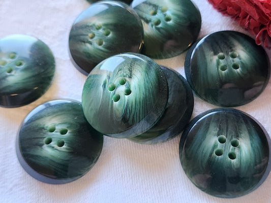 Lot 5 gros boutons vintage scintillant vert  trous 2,8 cm ref 5144