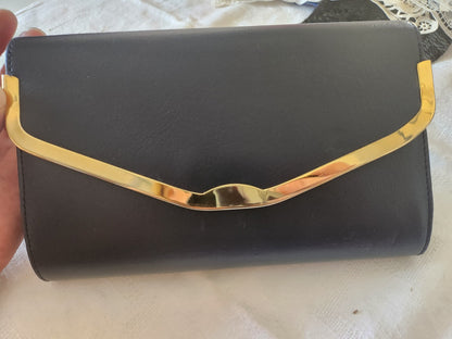Pochette vintage bleu doré synthetique  Sac à main