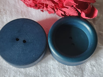 Duo gros boutons vintage bleu  gris mat trous bord  3,3 cm ref 3397