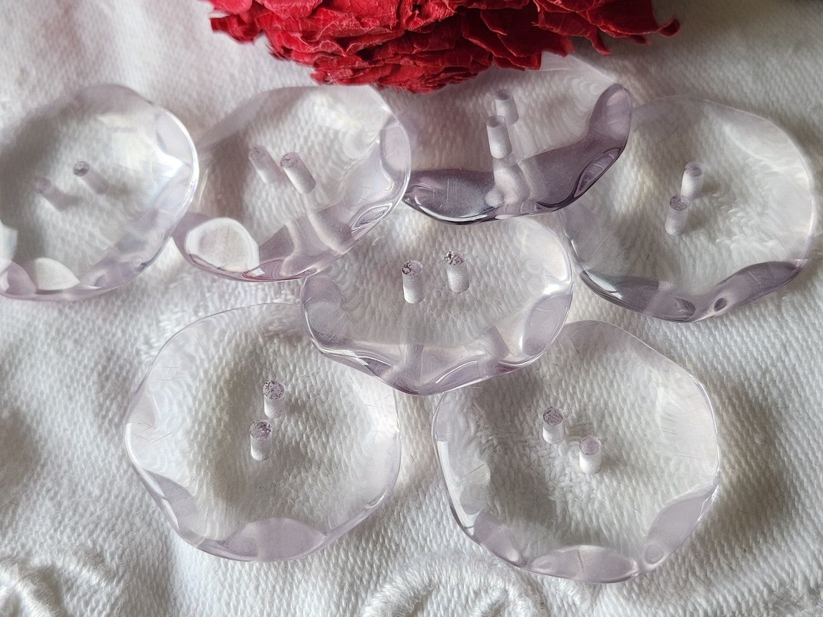 Lot 7 boutons vintage parme effet strass ovale épais gros 2,8 cm ref 5939