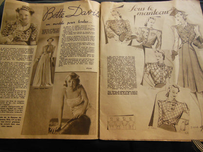 Mode du jour 1939 n°971 deux tissus c chic  robes garnies de tricot