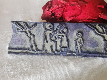 Tampon ancien sans support frise broderie collection bonhomme de neige  n°17