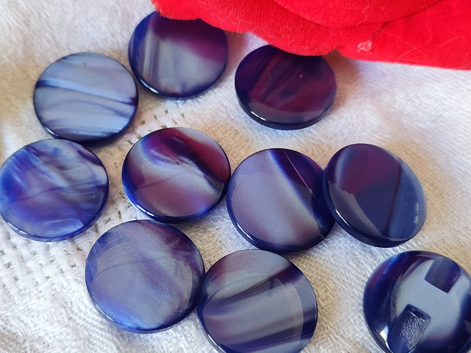 Lot 10 boutons vintage camaieu bleu trous 1,7 cm ref 697