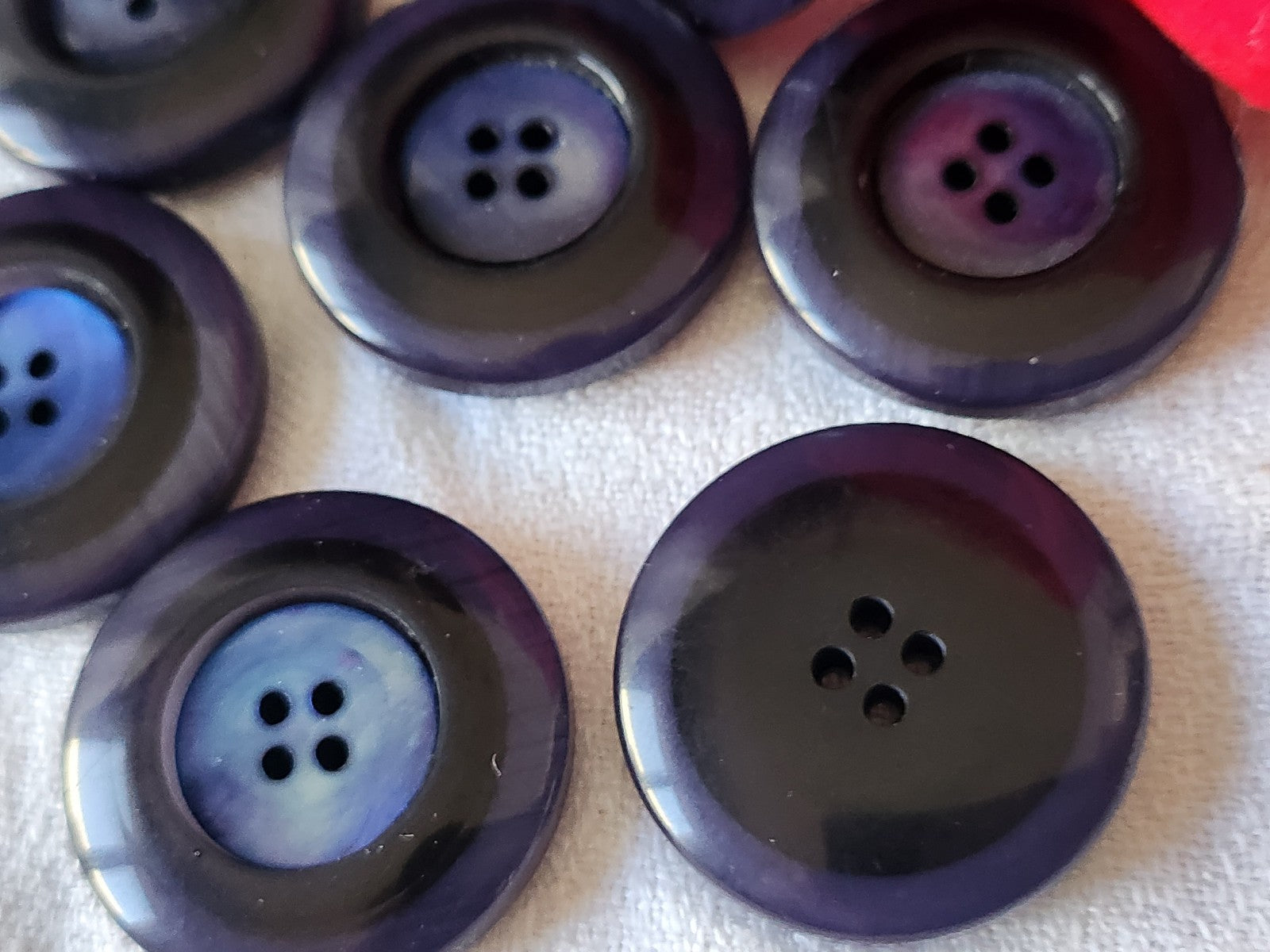 Lot 7 gros boutons vintage bleu coeur en nacre 3 cm ref 6124