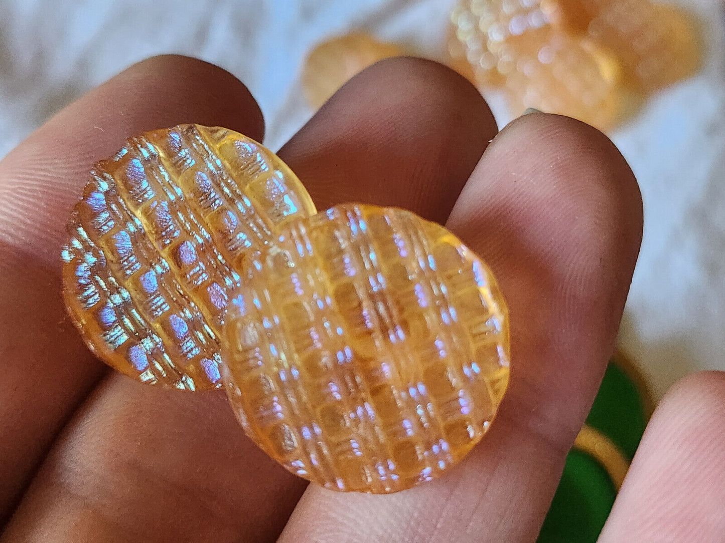 Lot 6 boutons vintage orange irisé à pied  2,2 cm ref 5461