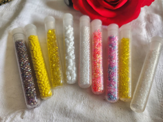 Lot 9 tubes de perles de rocailles tube ronde colore création bijoux loisir T1