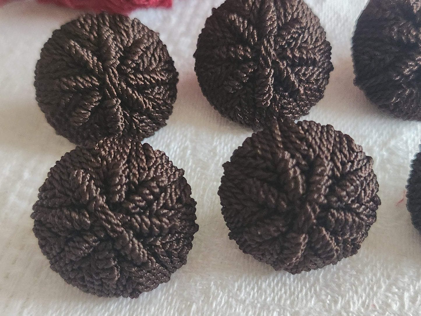 Lot 6 boutons anciens vintage passementerie marron lumineux  2,1 cm ref 6084