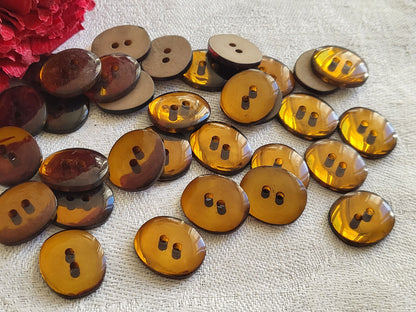 Lot 15 petits boutons vintage marron hyper lumineux ovale 1,3 / 1,5 cm ref 2703