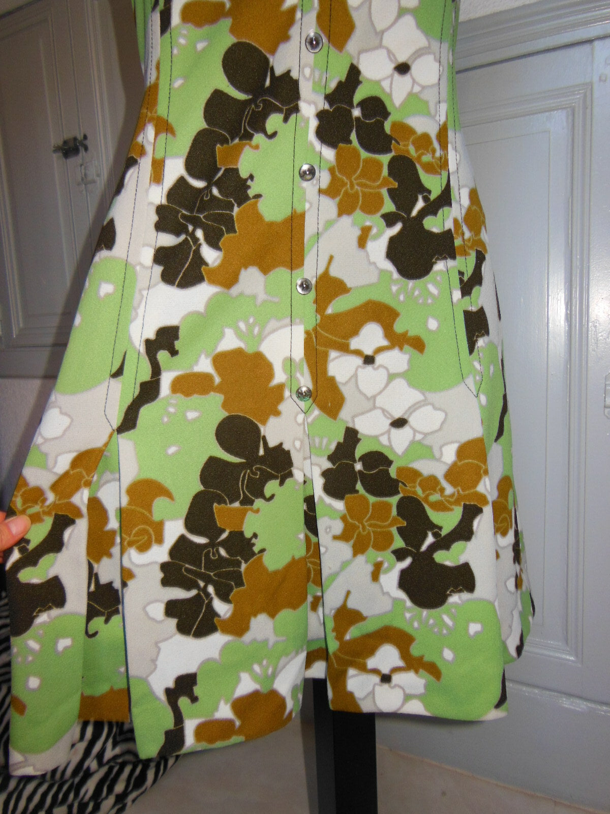 Pur vintage robe ancienne Jean Biolay verte marron  32/ 44? ref PORT