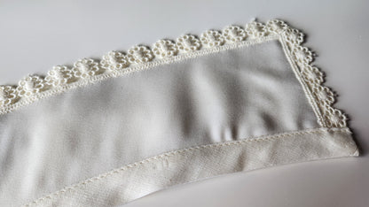 Ancien  col dentelle guipure satiné creme  B1-28
