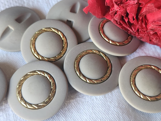 Lot 6 gros  boutons vintage  mat pied doré 3 cm ref 5549