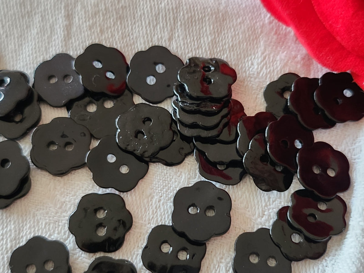 Lot 14 boutons vintage en nacre bleu/noir   fleur 1,2  cm 12 mm  ref 4017
