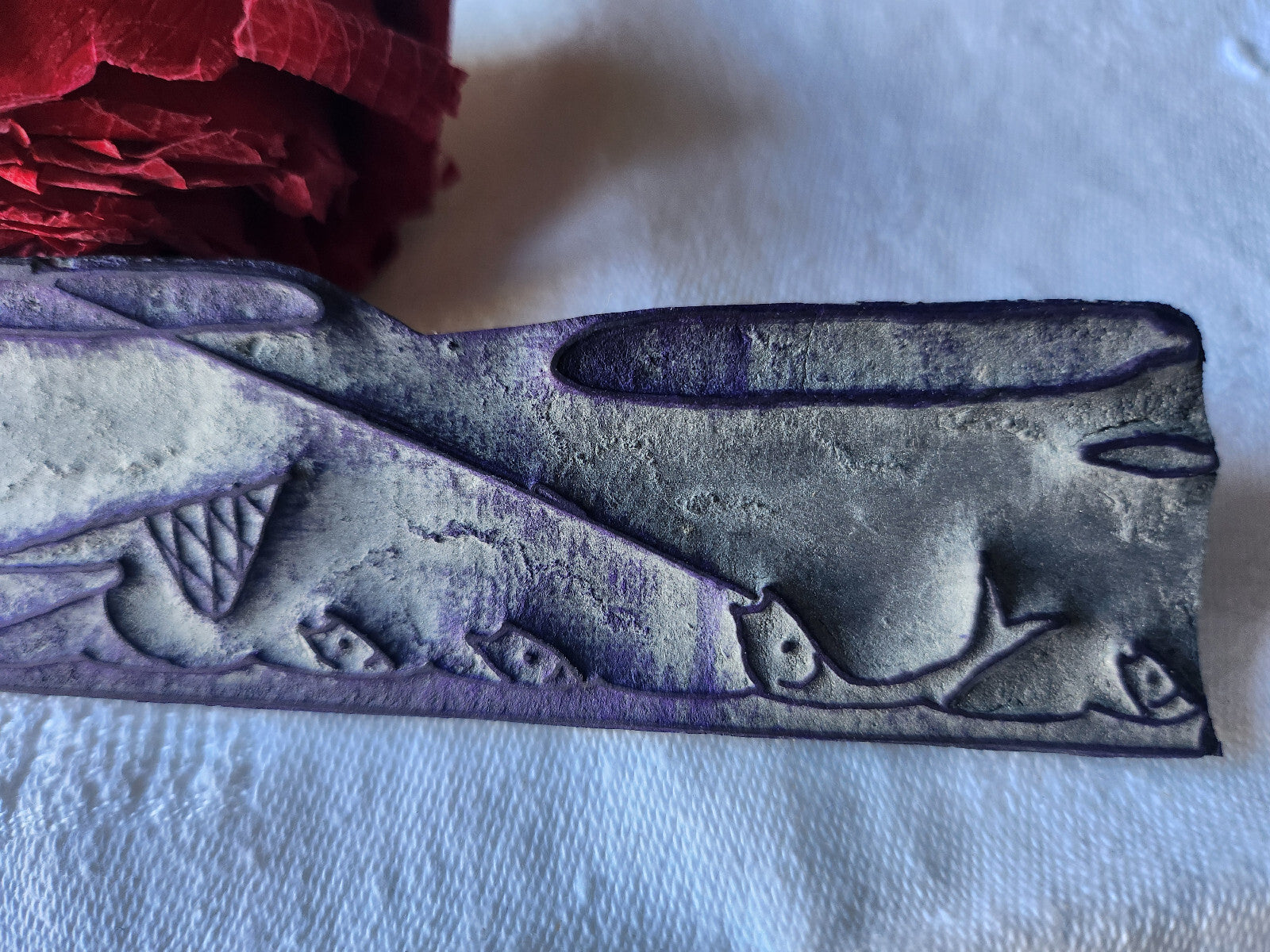 Tampon ancien sans support frise broderie collection pêche  n°42