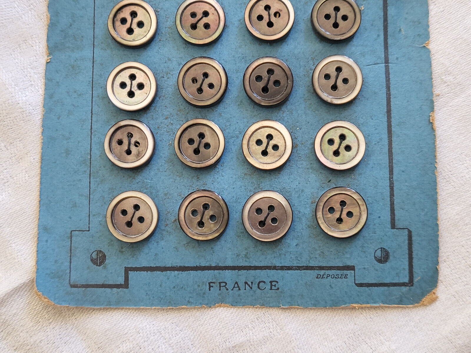 Plaque 24  boutons anciens en nacre gris 1,2 cm année 20/30 N°32