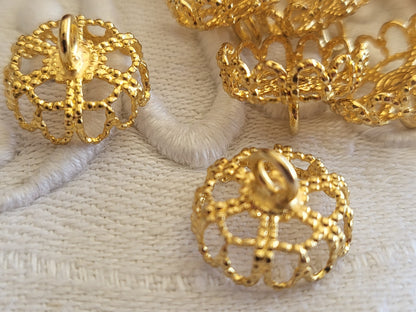 Lot 12 boutons en métal filigrané à strasser perler cr atelier styliste T17