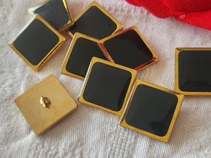Lot 9 boutons vintage en metal gris carré doré pied 2 cm ou 20 mm ref 6421
