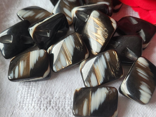 Lot 6 épais boutons marron rectangle superbe 2,2 cm sur 1,5 cm ref 5375