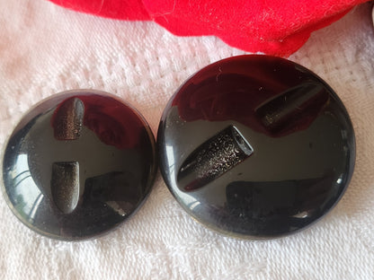 duo gros boutons vintage inclusion doré noir pied 2,7 et 3,2 cm G2R