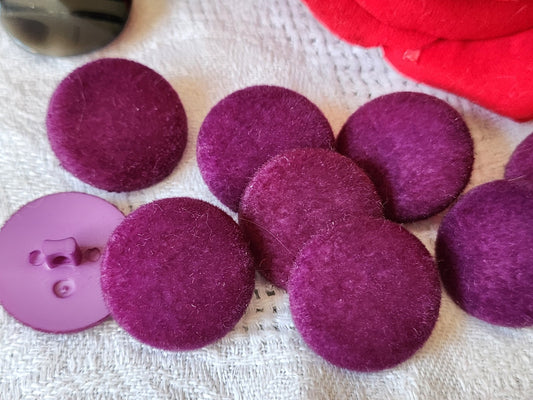 lot 9 boutons vintage violet   daim doudou tissu pied  2,1 cm ref 6102
