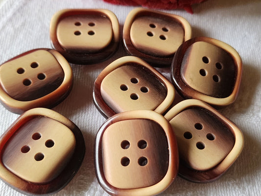 Lot 6 boutons vintage marron beige rouge 2,3 cm ref 718