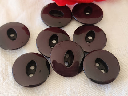 Lot 6 gros boutons vintage violet très foncé à trous 2,5 cm ref 6069