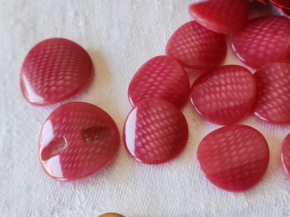 Lot 13 boutons vintage à pied rose quadrillé 1,7 cm (11) et 2,3 cm (2) ref 5069