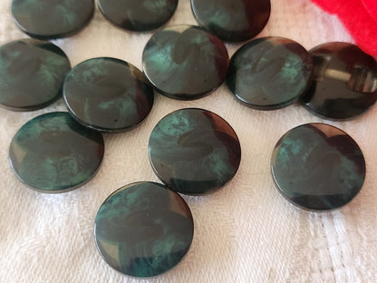 lot 12 boutons vintage vert- transparent pied 1,7 cm ou 17 mm ref 6433